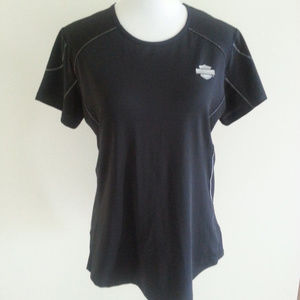 Harley Davidson black top, silver trim - womens XL